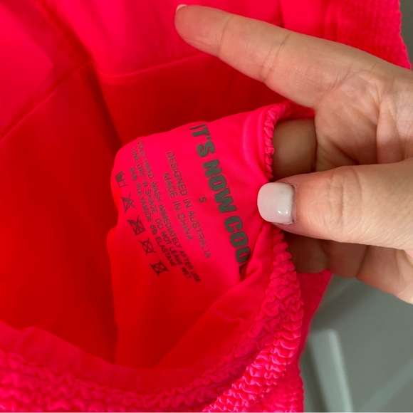 NWT Free People It’s Now Cool Low Back One Piece Swimsuit Neon Pink Crimp - Picture 7 of 7